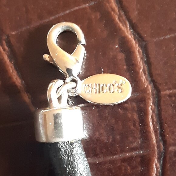 CHICO's 15 inch Silver Tone Statement Leather Rope Necklace - Picture 6 of 9